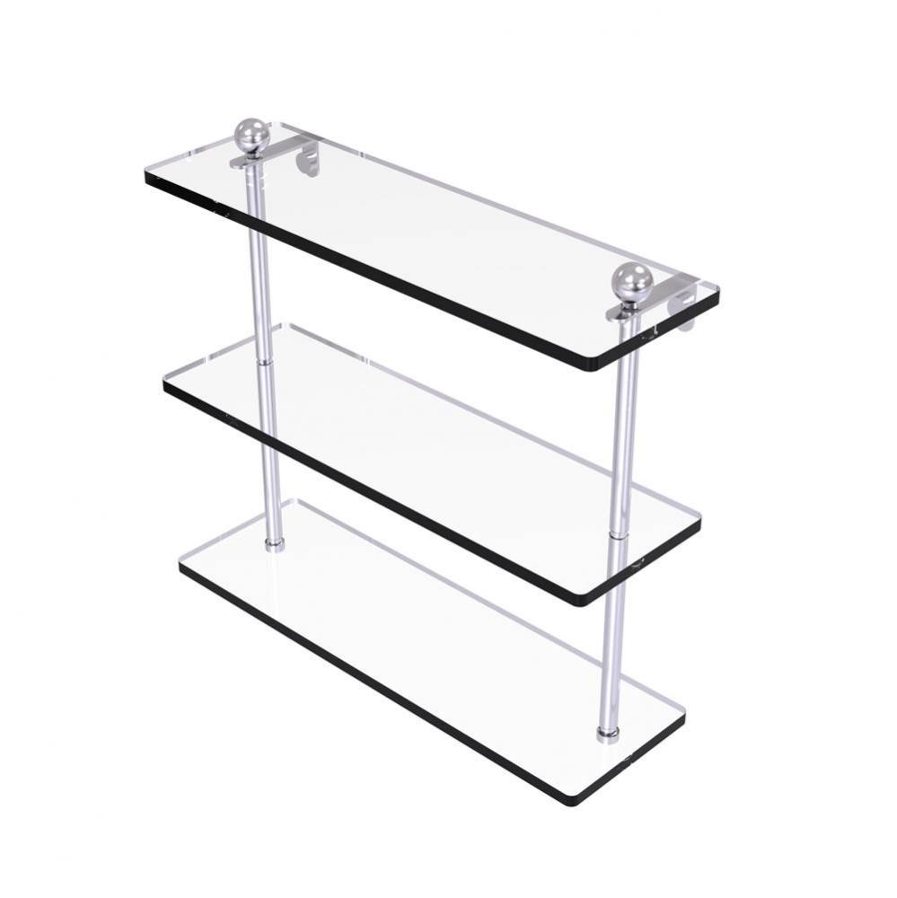 16 Inch Triple Tiered Glass Shelf