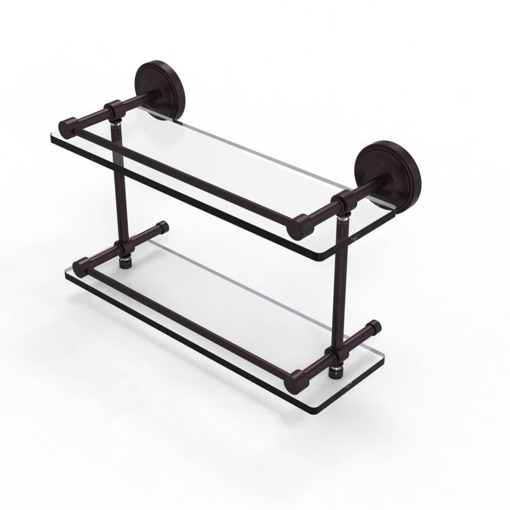 Prestige Regal 16 Inch Double Glass Shelf with Gallery Rail