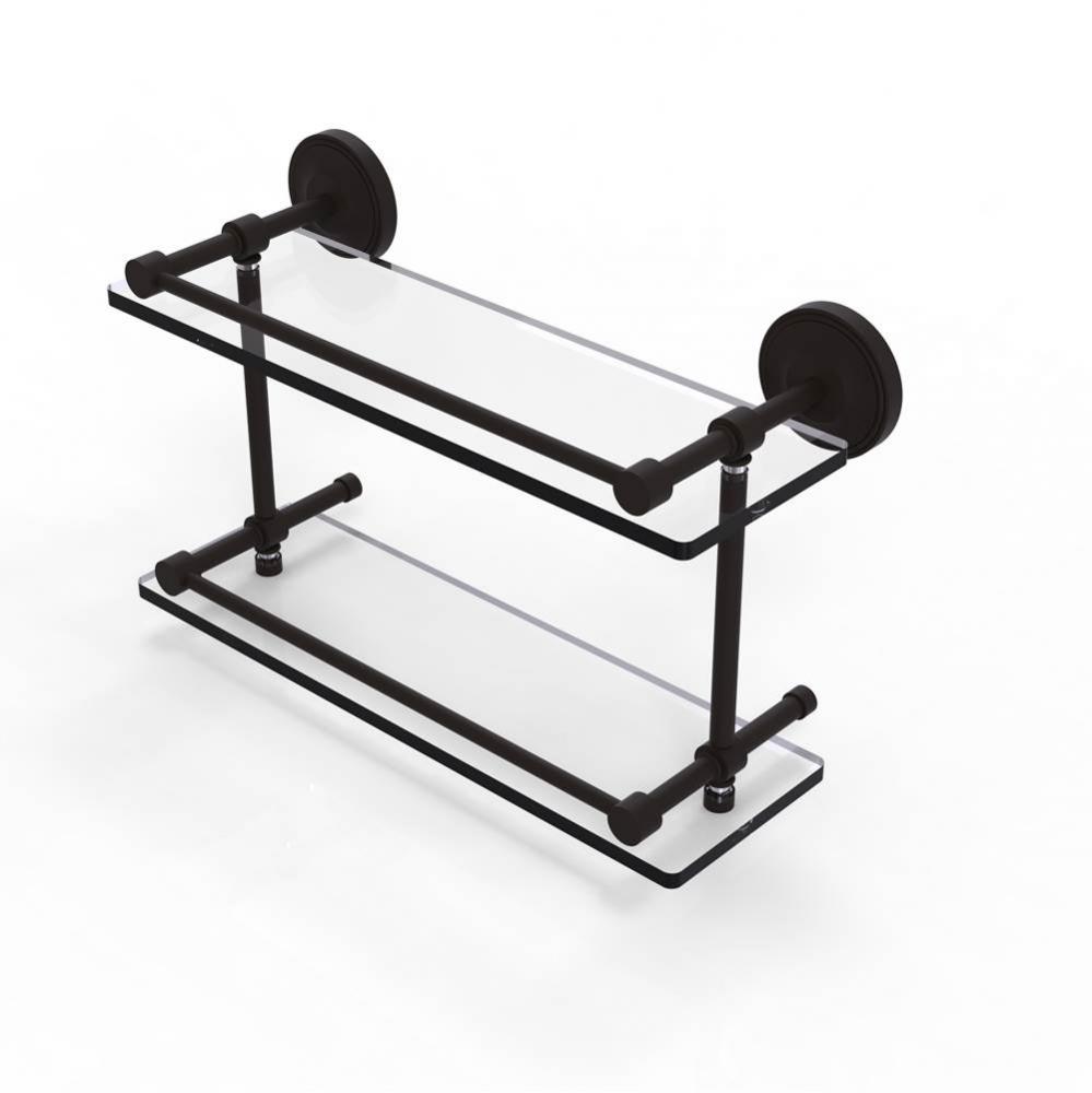Prestige Regal 16 Inch Double Glass Shelf with Gallery Rail