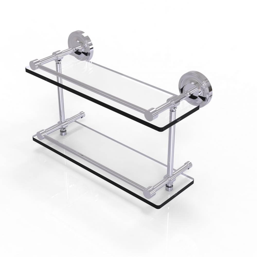 Prestige Regal 16 Inch Double Glass Shelf with Gallery Rail