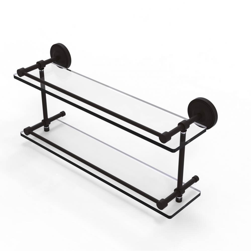 Prestige Regal 22 Inch Double Glass Shelf with Gallery Rail