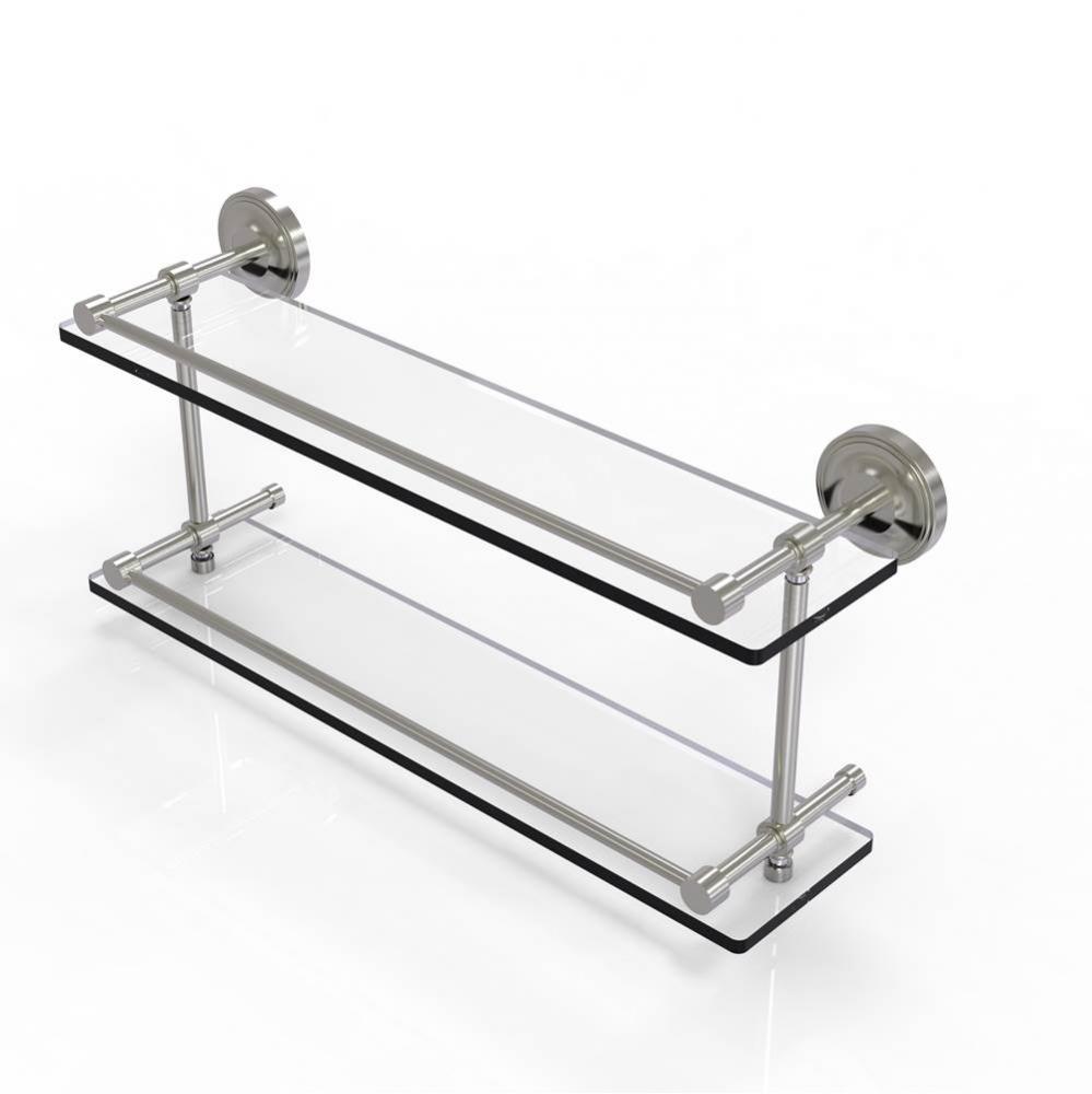 Prestige Regal 22 Inch Double Glass Shelf with Gallery Rail