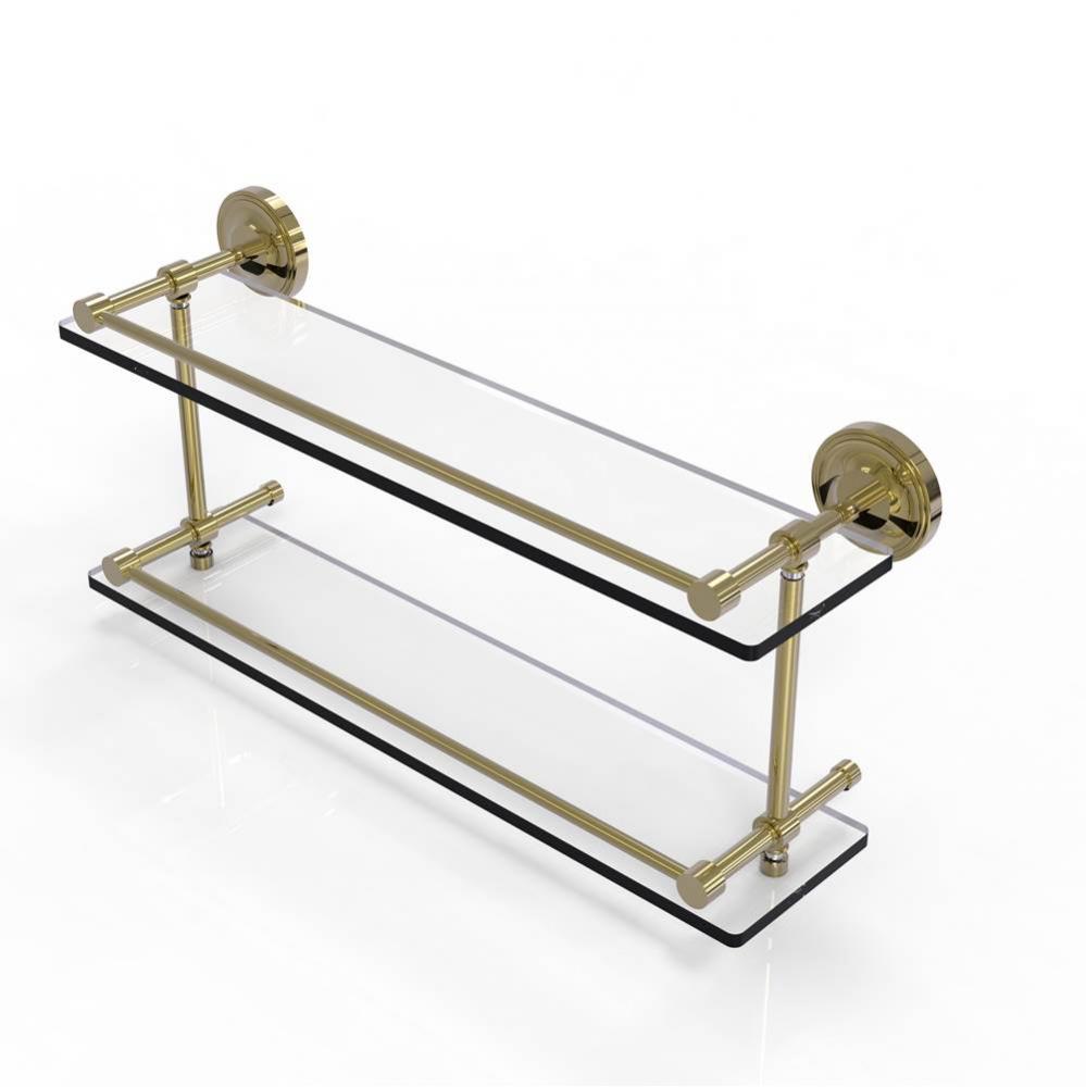 Prestige Regal 22 Inch Double Glass Shelf with Gallery Rail