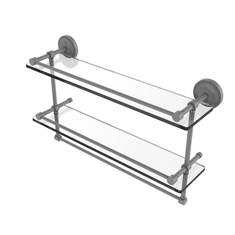 22 Inch Gallery Double Glass Shelf with Towel Bar