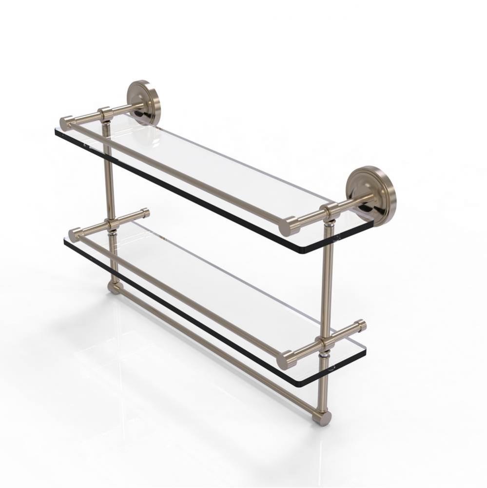 22 Inch Gallery Double Glass Shelf with Towel Bar