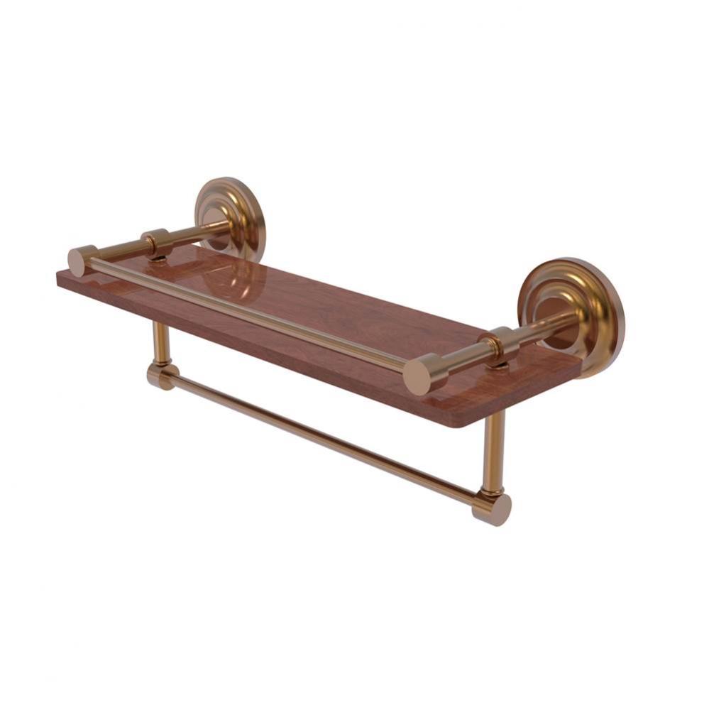 Que New Collection 16 Inch IPE Ironwood Shelf with Gallery Rail and Towel Bar