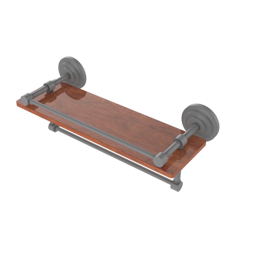 Que New Collection 16 Inch IPE Ironwood Shelf with Gallery Rail and Towel Bar
