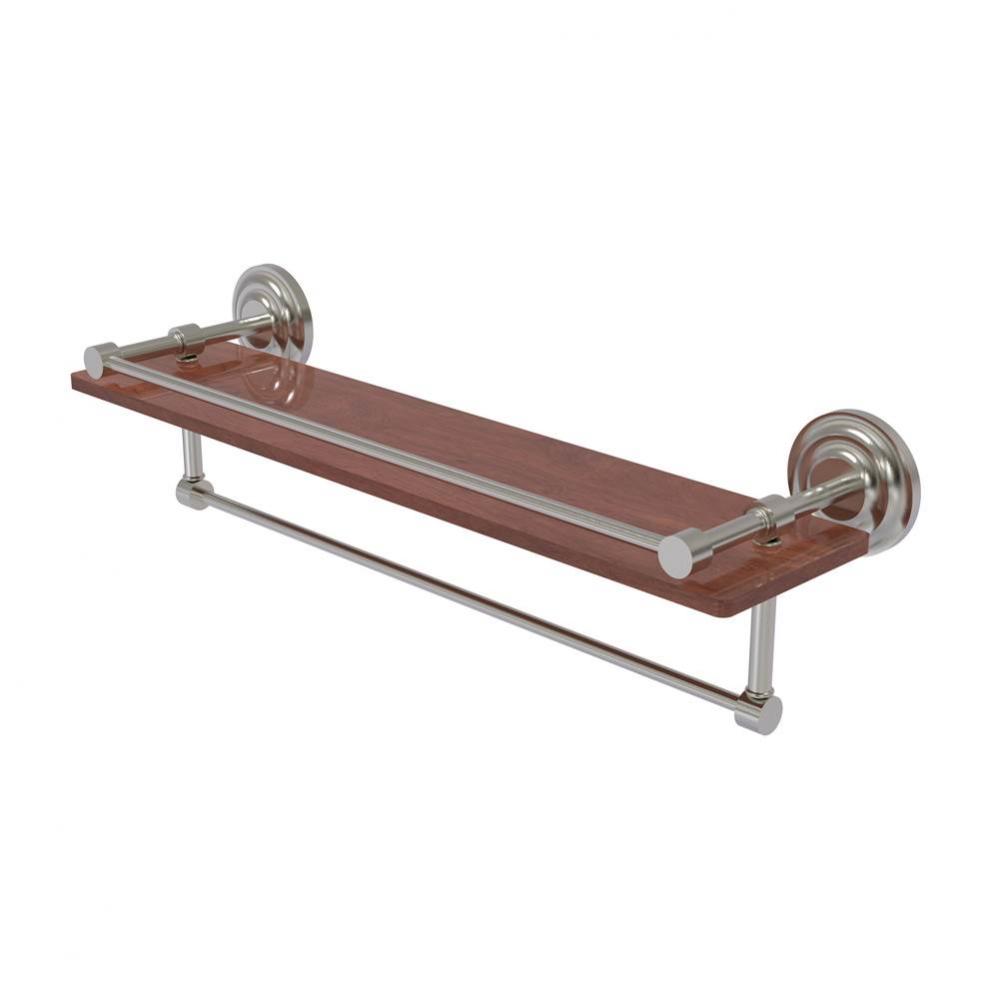 Que New Collection 22 Inch IPE Ironwood Shelf with Gallery Rail and Towel Bar