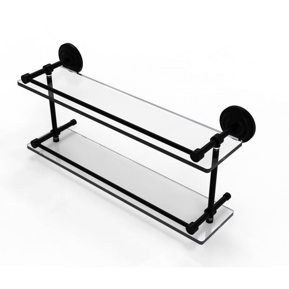 Que New 22 Inch Double Glass Shelf with Gallery Rail