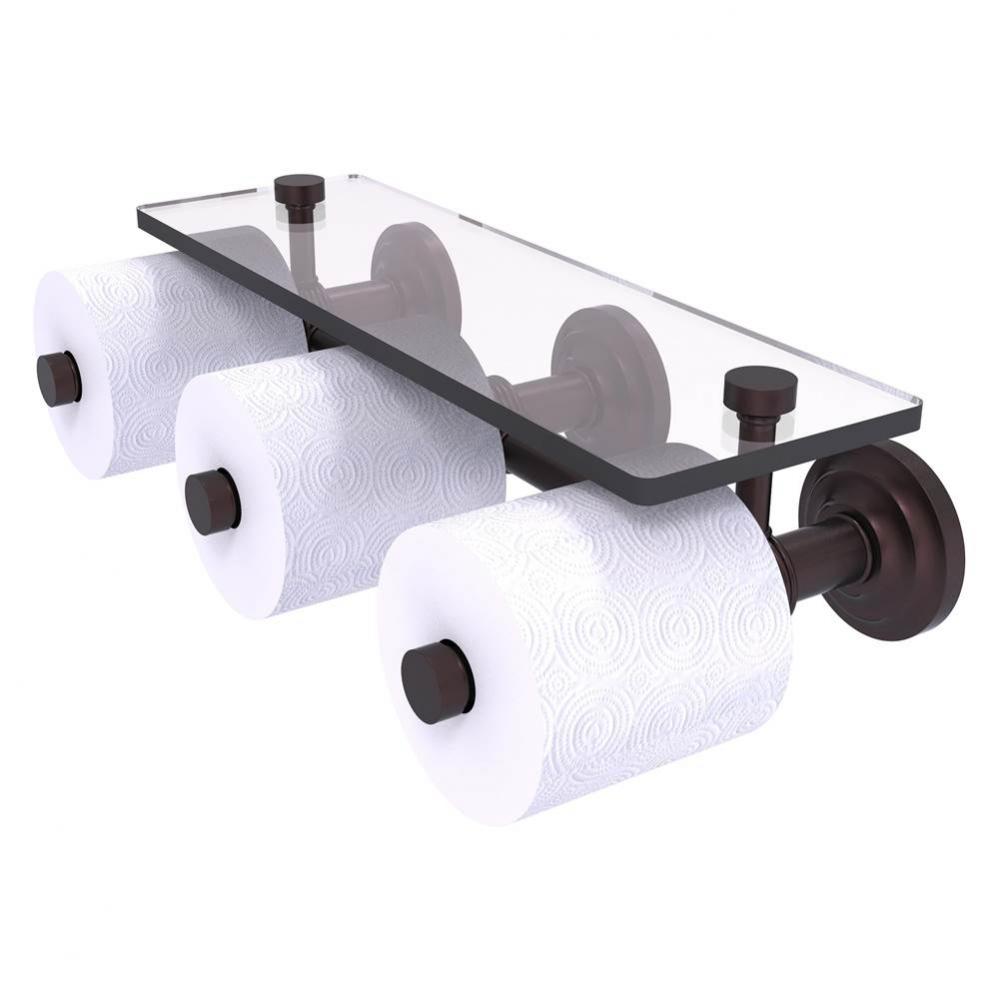 Que New Collection Horizontal Reserve 3 Roll Toilet Paper Holder with Glass Shelf - Antique Bronze