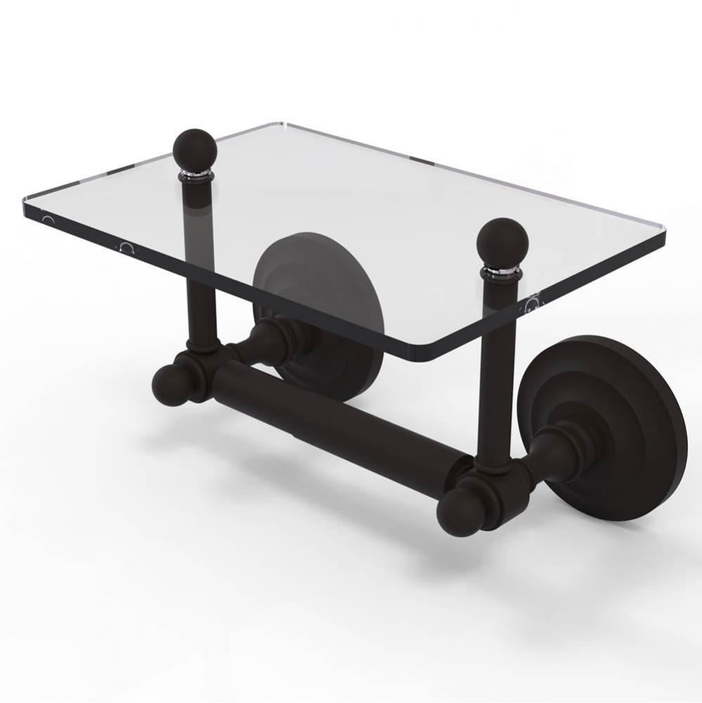 Que New Collection Two Post Toilet Tissue Holder with Glass Shelf