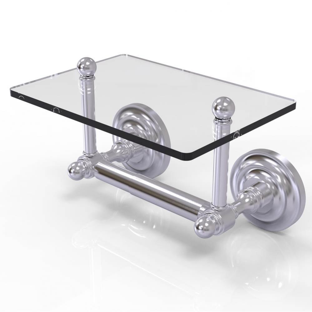 Que New Collection Two Post Toilet Tissue Holder with Glass Shelf