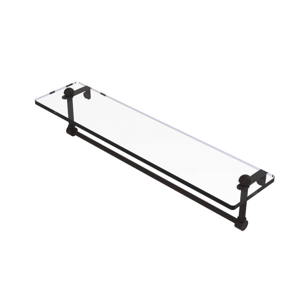 22 Inch Glass Vanity Shelf with Integrated Towel Bar