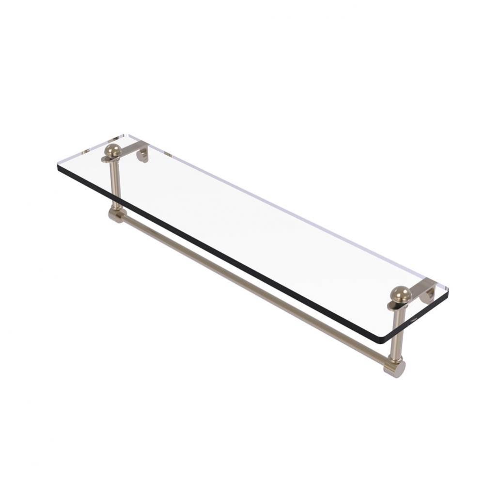 22 Inch Glass Vanity Shelf with Integrated Towel Bar