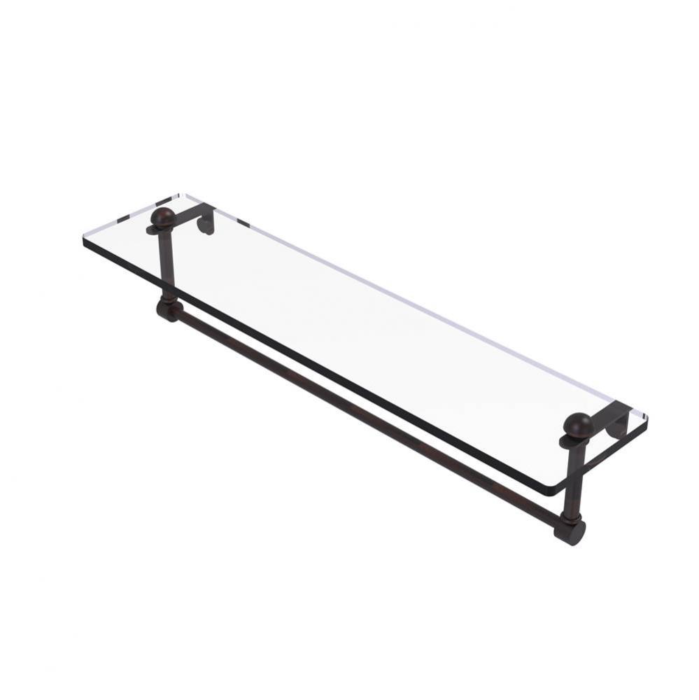 22 Inch Glass Vanity Shelf with Integrated Towel Bar
