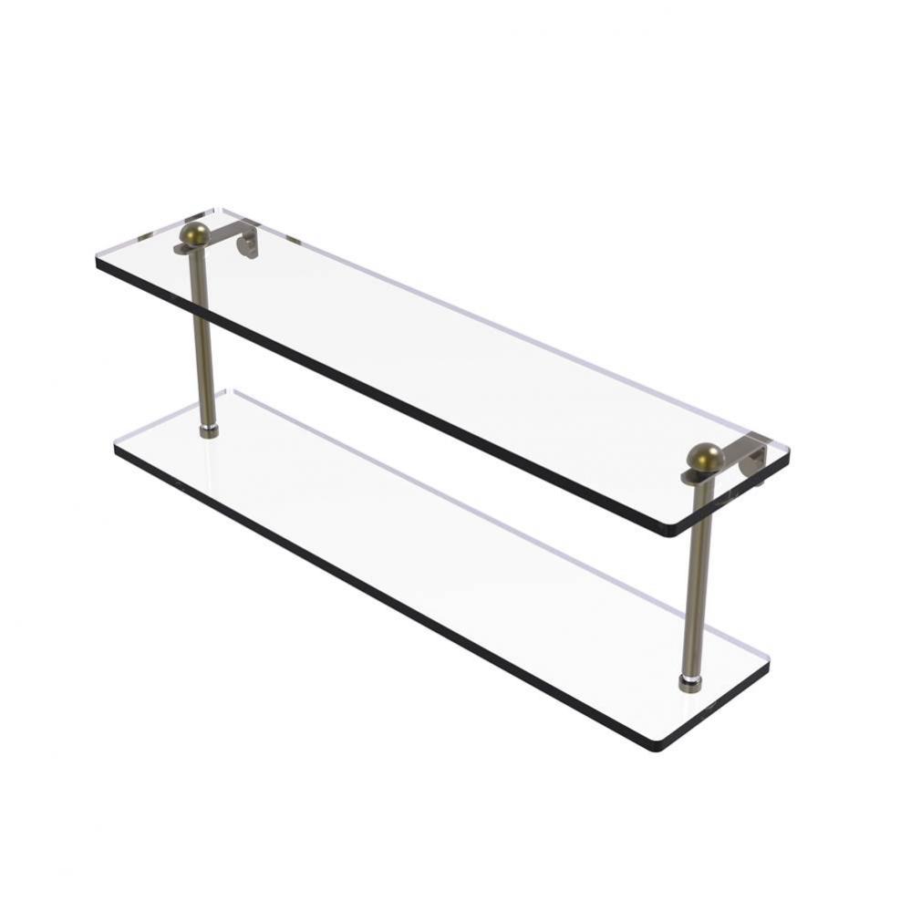 22 Inch Two Tiered Glass Shelf