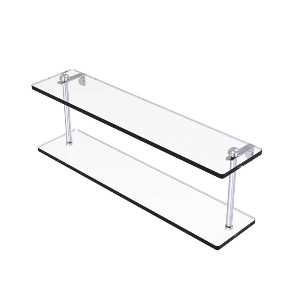 22 Inch Two Tiered Glass Shelf