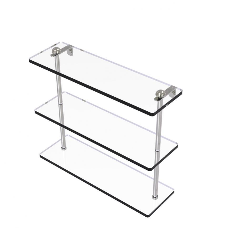 16 Inch Triple Tiered Glass Shelf