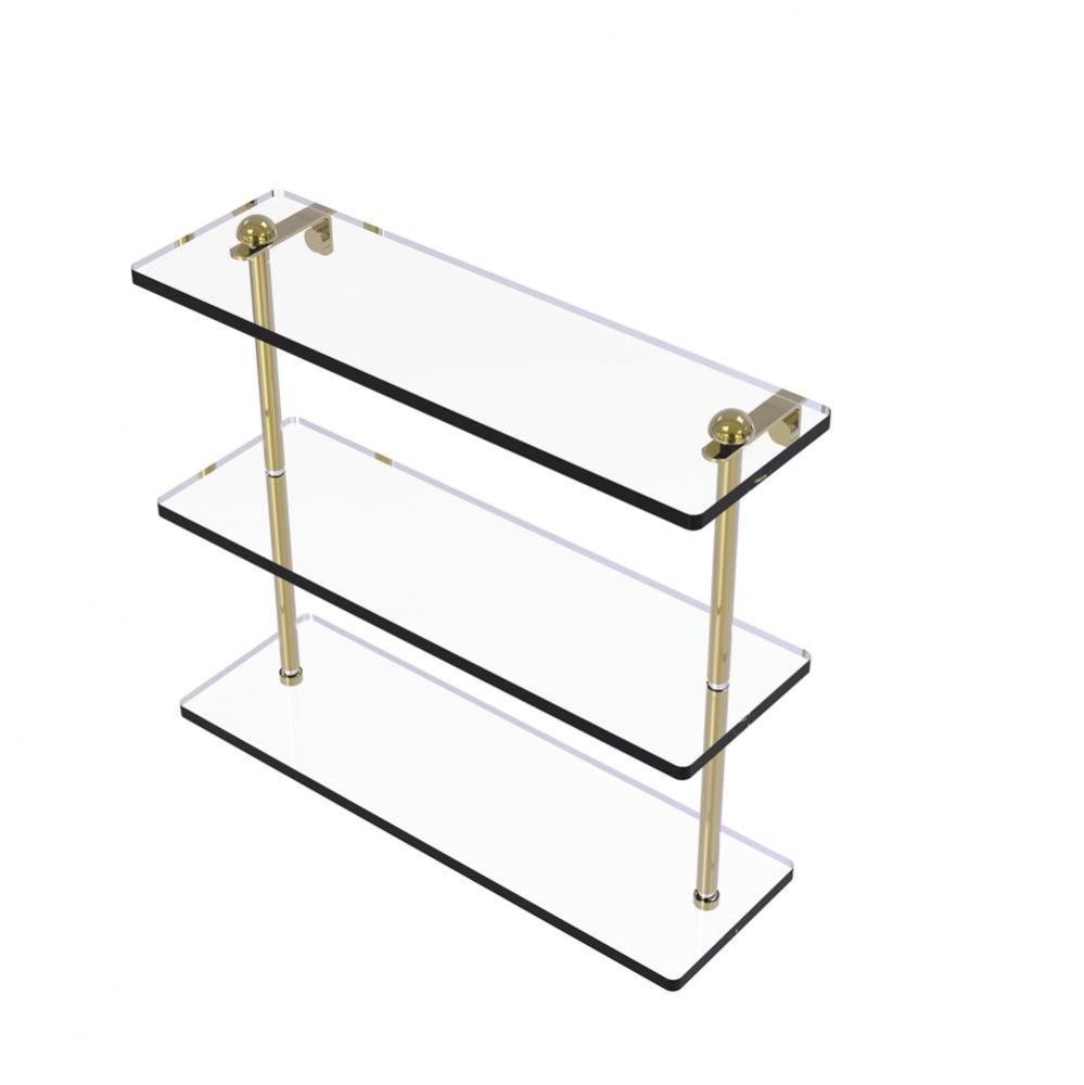 16 Inch Triple Tiered Glass Shelf