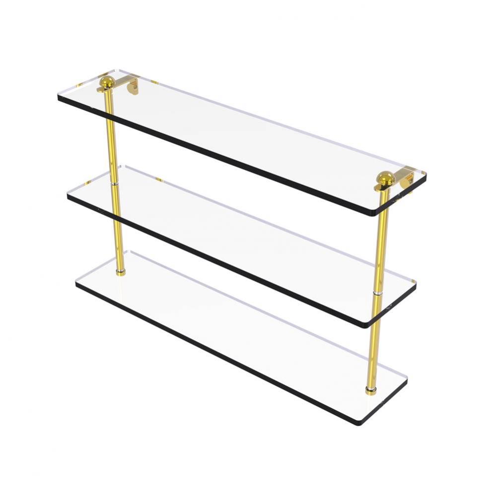 22 Inch Triple Tiered Glass Shelf