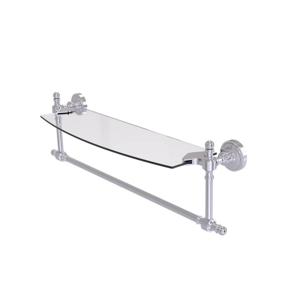 Retro Dot Collection 18 Inch Glass Vanity Shelf with Integrated Towel Bar