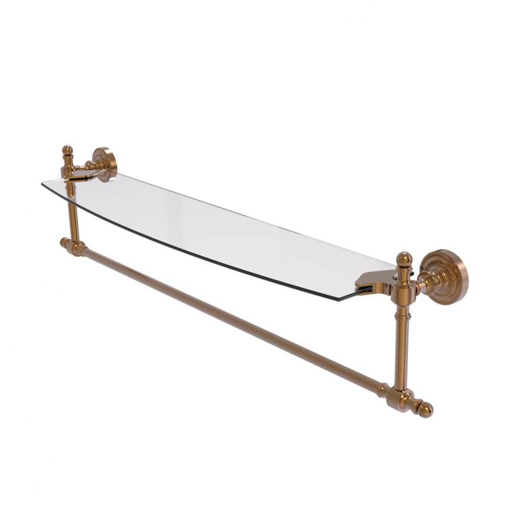 Retro Dot Collection 24 Inch Glass Vanity Shelf with Integrated Towel Bar