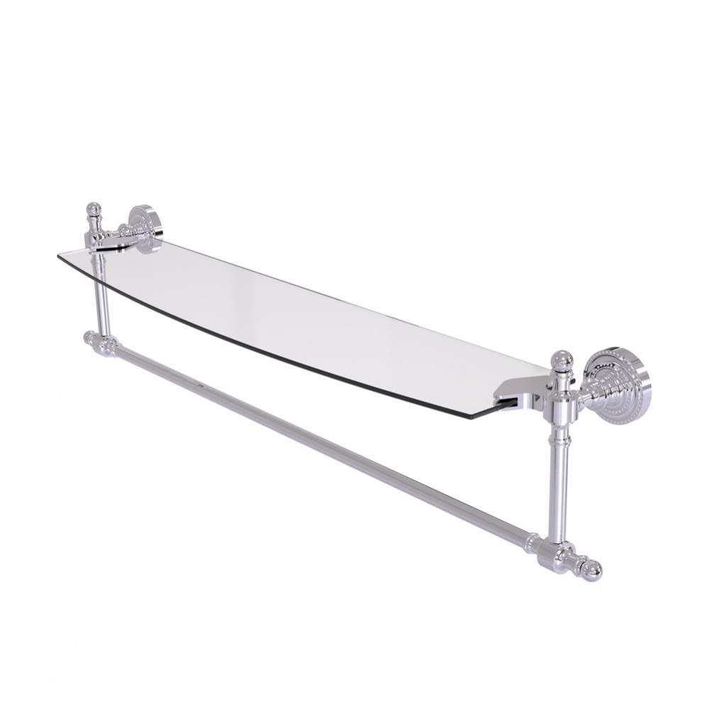 Retro Dot Collection 24 Inch Glass Vanity Shelf with Integrated Towel Bar