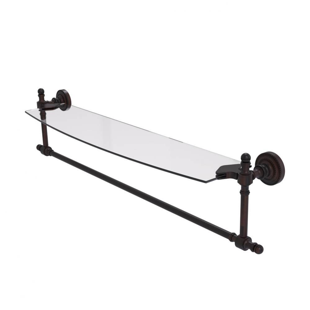 Retro Dot Collection 24 Inch Glass Vanity Shelf with Integrated Towel Bar