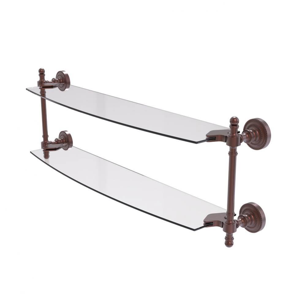 Retro Dot Collection 24 Inch Two Tiered Glass Shelf