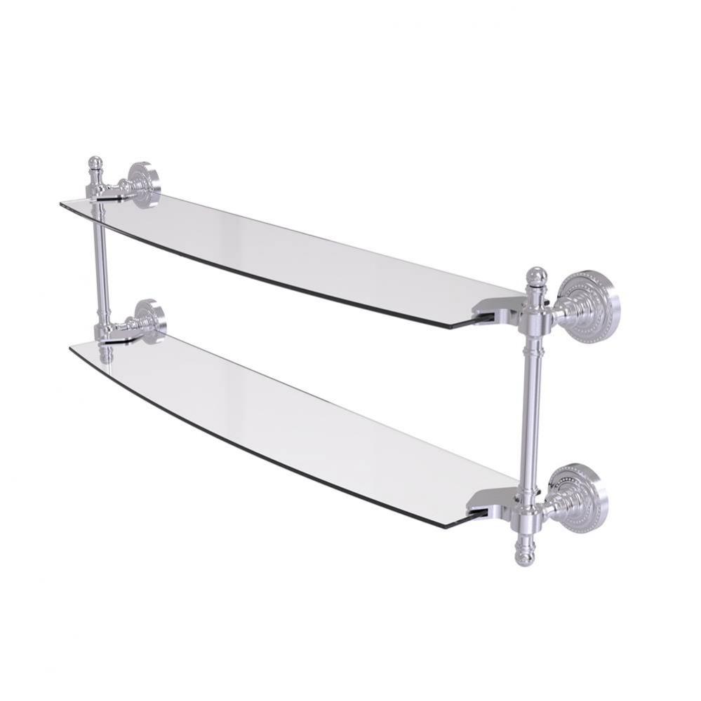 Retro Dot Collection 24 Inch Two Tiered Glass Shelf