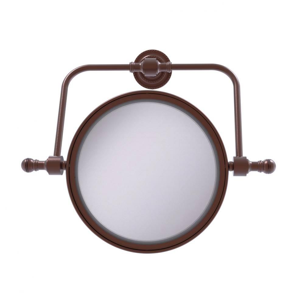 Retro Dot Collection Wall Mounted Swivel Make-Up Mirror 8 Inch Diameter with 5X Magnification