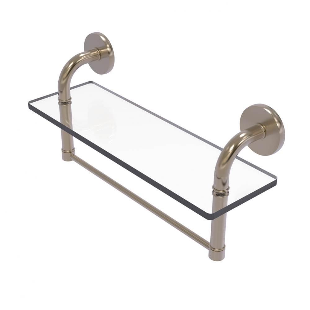 Remi Collection 16 Inch Glass Vanity Shelf with Integrated Towel Bar