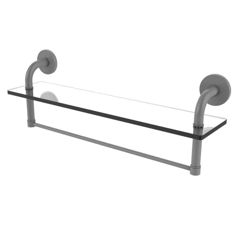Remi Collection 22 Inch Glass Vanity Shelf with Integrated Towel Bar