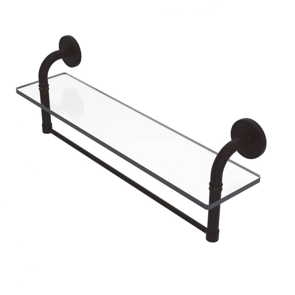 Remi Collection 22 Inch Glass Vanity Shelf with Integrated Towel Bar