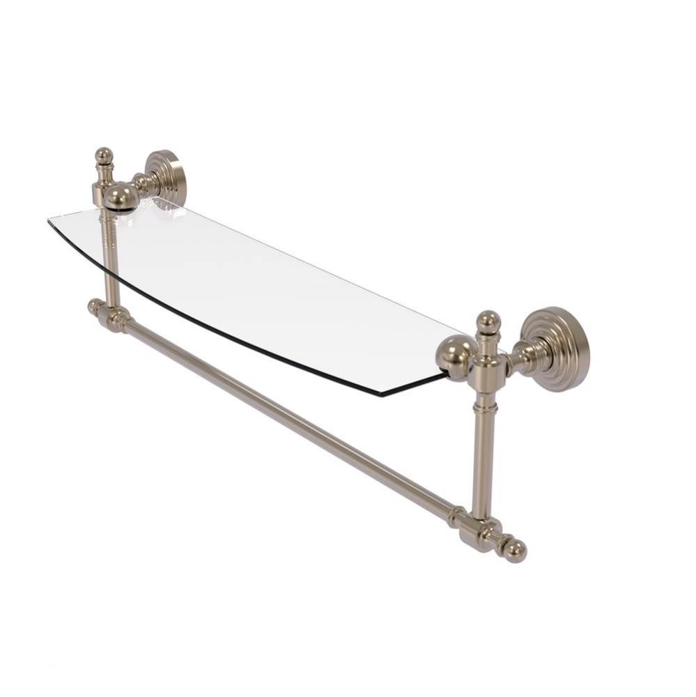 Retro Wave Collection 18 Inch Glass Vanity Shelf with Integrated Towel Bar