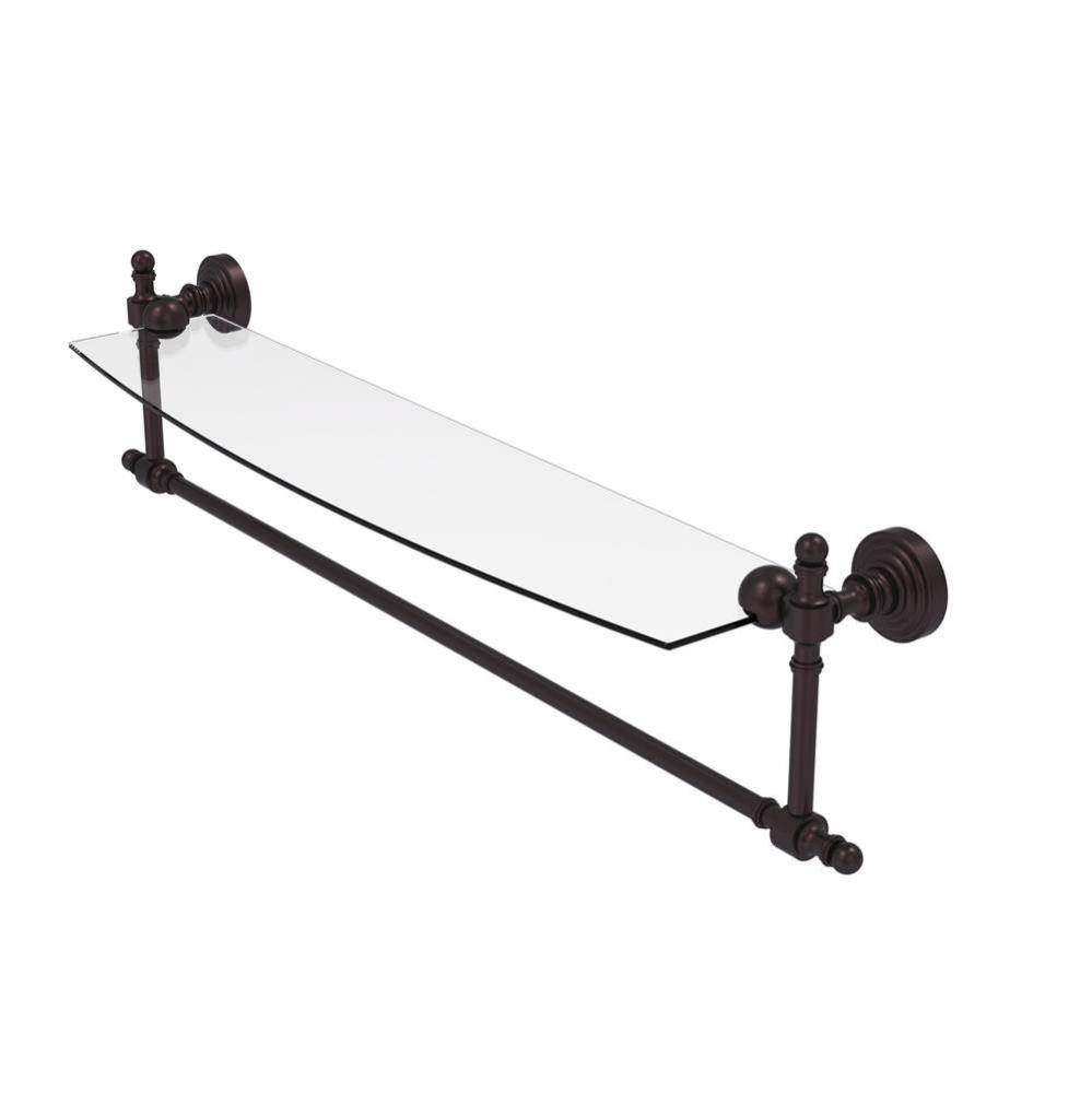 Retro Wave Collection 24 Inch Glass Vanity Shelf with Integrated Towel Bar