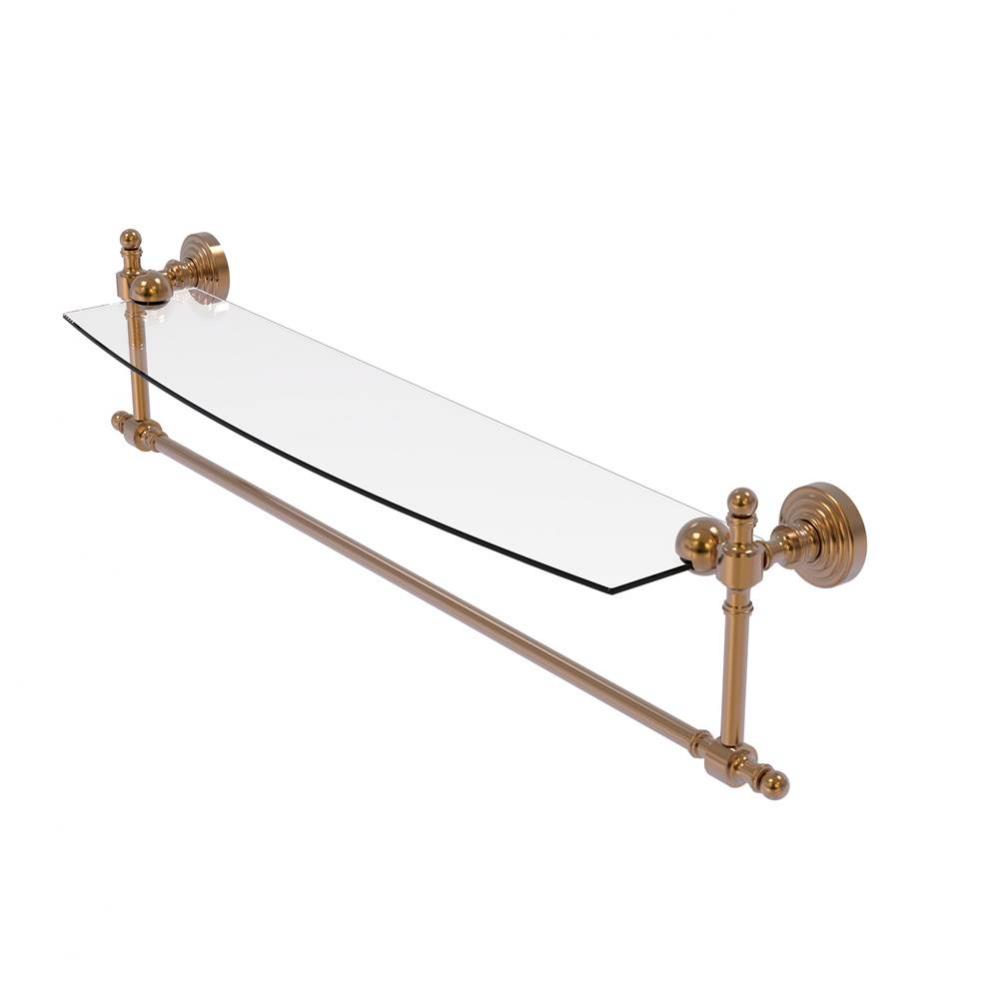 Retro Wave Collection 24 Inch Glass Vanity Shelf with Integrated Towel Bar