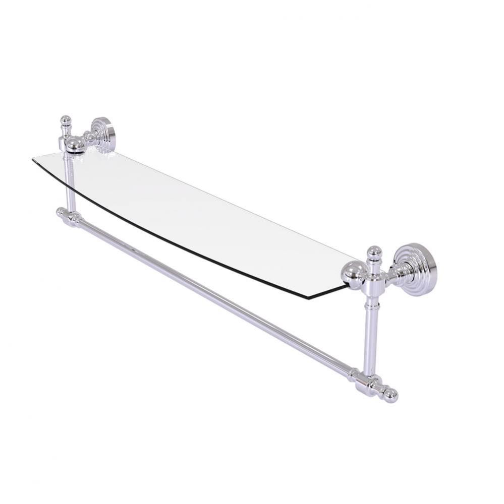 Retro Wave Collection 24 Inch Glass Vanity Shelf with Integrated Towel Bar