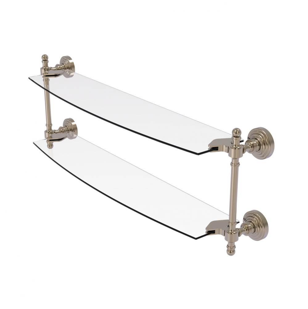 Retro Wave Collection 24 Inch Two Tiered Glass Shelf