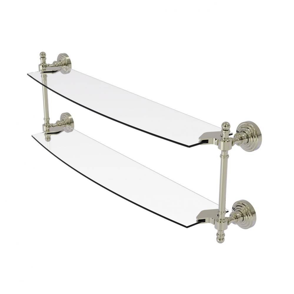 Retro Wave Collection 24 Inch Two Tiered Glass Shelf