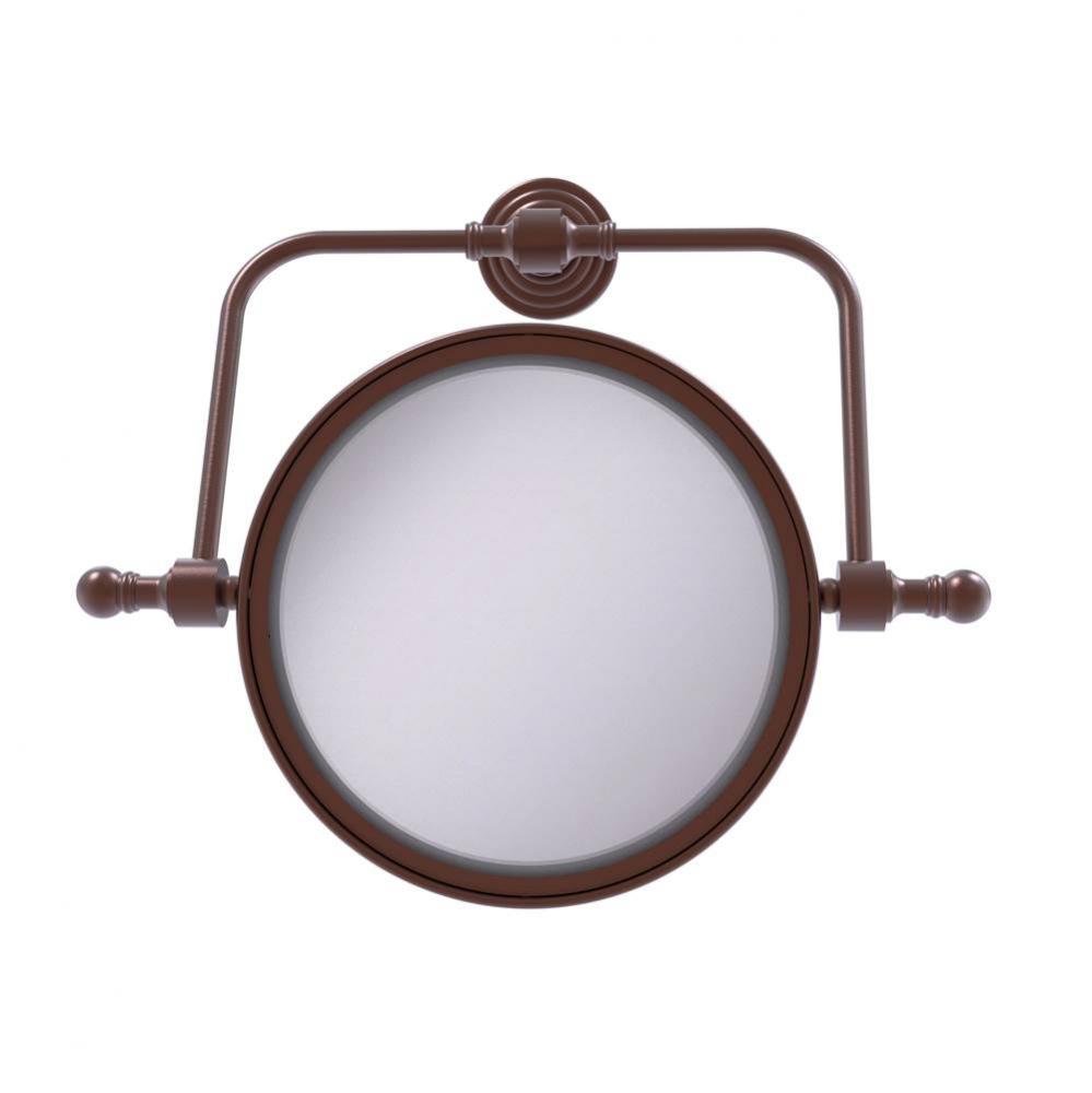 Retro Wave Collection Wall Mounted Swivel Make-Up Mirror 8 Inch Diameter with 2X Magnification