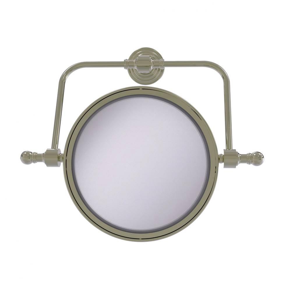 Retro Wave Collection Wall Mounted Swivel Make-Up Mirror 8 Inch Diameter with 2X Magnification