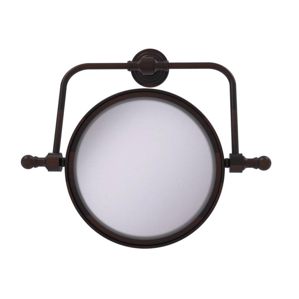 Retro Wave Collection Wall Mounted Swivel Make-Up Mirror 8 Inch Diameter with 3X Magnification