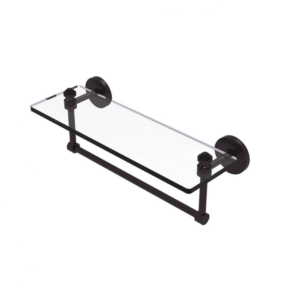 Southbeach Collection 16 Inch Glass Vanity Shelf with Integrated Towel Bar