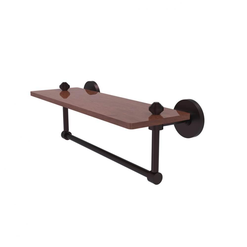 South Beach Collection 16 Inch Solid IPE Ironwood Shelf with Integrated Towel Bar