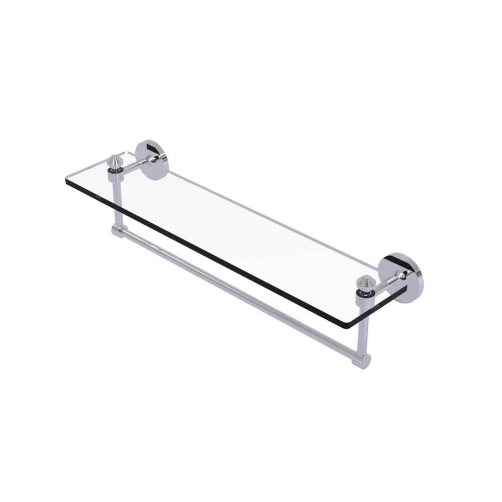 Southbeach Collection 22 Inch Glass Vanity Shelf with Integrated Towel Bar