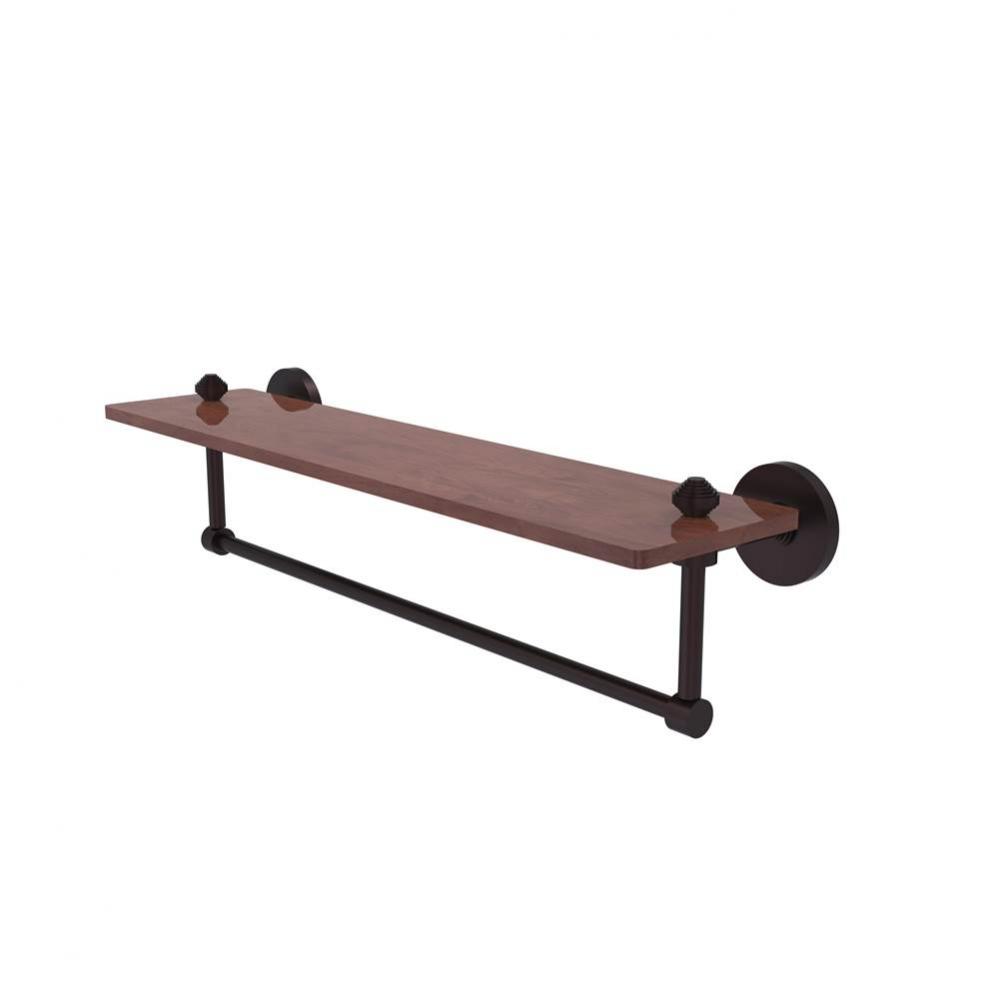 South Beach Collection 22 Inch Solid IPE Ironwood Shelf with Integrated Towel Bar