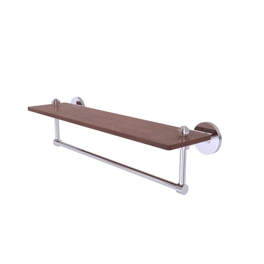 South Beach Collection 22 Inch Solid IPE Ironwood Shelf with Integrated Towel Bar