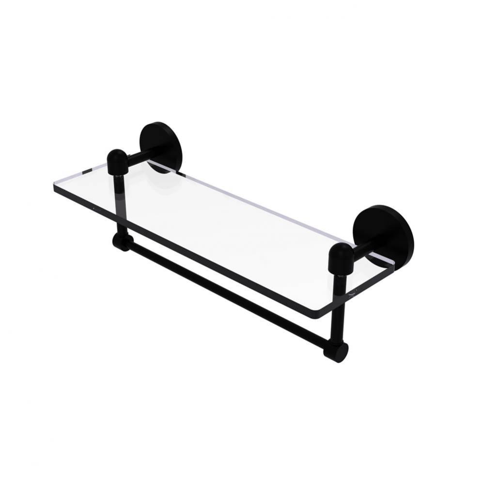 Tango Collection 16 Inch Glass Vanity Shelf with Integrated Towel Bar