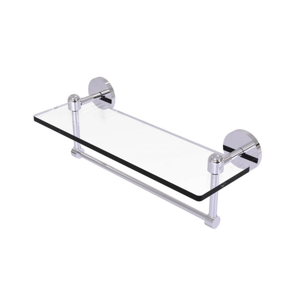 Tango Collection 16 Inch Glass Vanity Shelf with Integrated Towel Bar